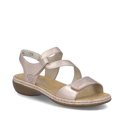 Rieker 659C7-89 Metallic Womens Leather Casual Comfort Touch Fastening Sling Back Sandals