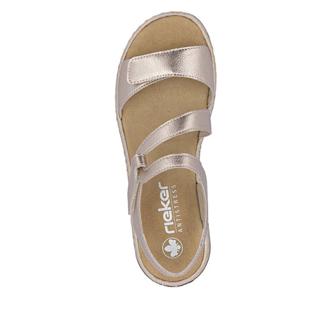 Rieker 659C7-89 Metallic Womens Leather Casual Comfort Touch Fastening Sling Back Sandals