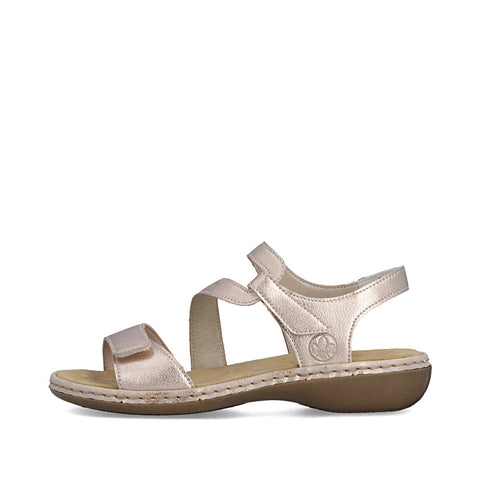 Rieker 659C7-89 Metallic Womens Leather Casual Comfort Touch Fastening Sling Back Sandals