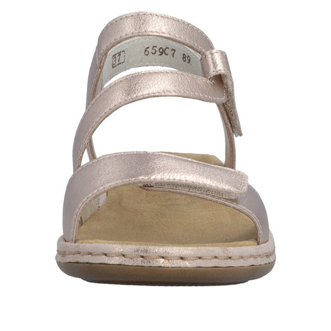 Rieker 659C7-89 Metallic Womens Leather Casual Comfort Touch Fastening Sling Back Sandals