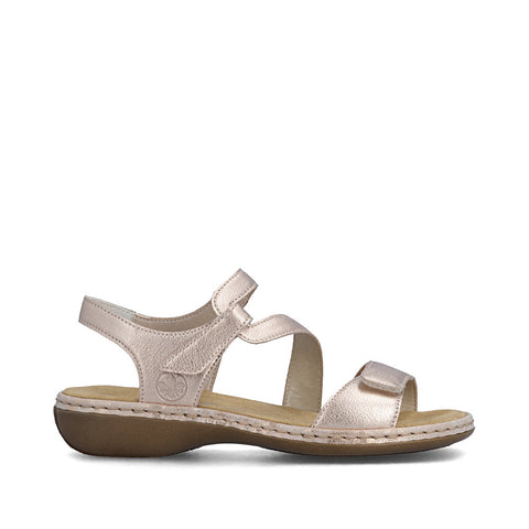 Rieker 659C7-89 Metallic Womens Leather Casual Comfort Touch Fastening Sling Back Sandals