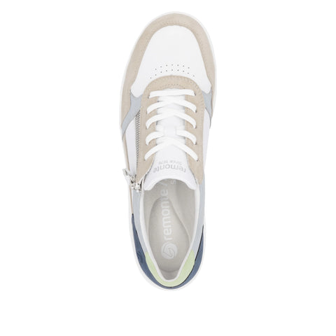Remonte D1E06-81 Womens Blue Jeans Combi Leather Lace Up Trainers