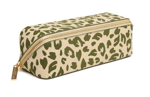 Alice Wheeler Olive Leopard Small Train Case