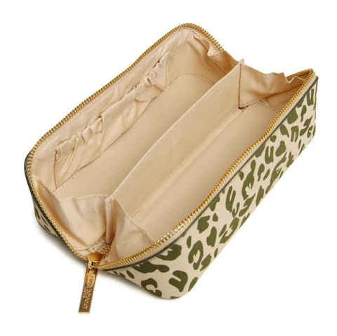 Alice Wheeler Olive Leopard Small Train Case