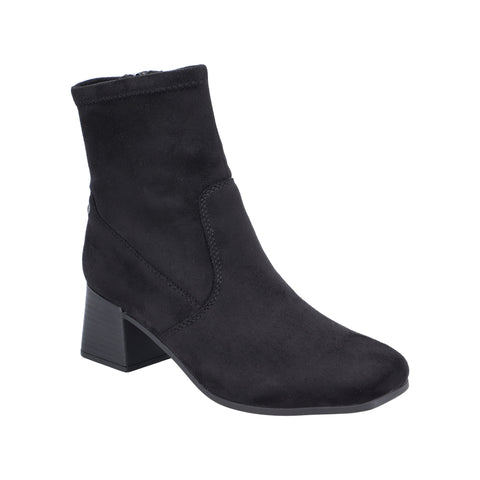 Rieker 70971-00 Black Womens Comfort Heeled Sock Boots