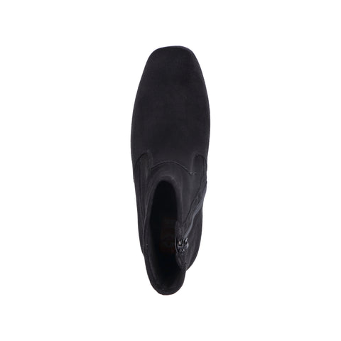 Rieker 70971-00 Black Womens Comfort Heeled Sock Boots