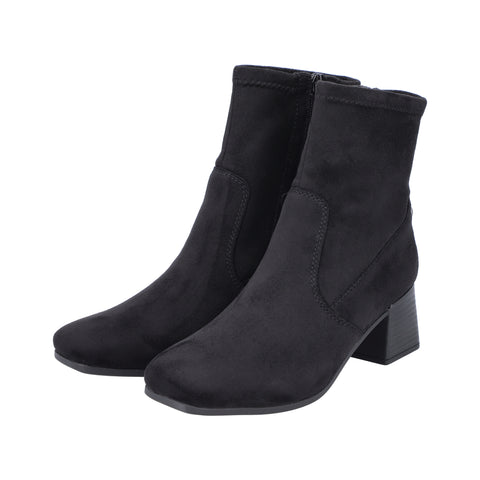 Rieker 70971-00 Black Womens Comfort Heeled Sock Boots
