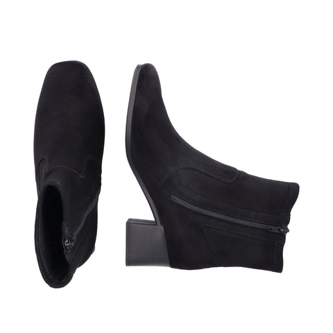 Rieker 70971-00 Black Womens Comfort Heeled Sock Boots
