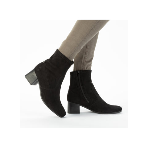 Rieker 70971-00 Black Womens Comfort Heeled Sock Boots