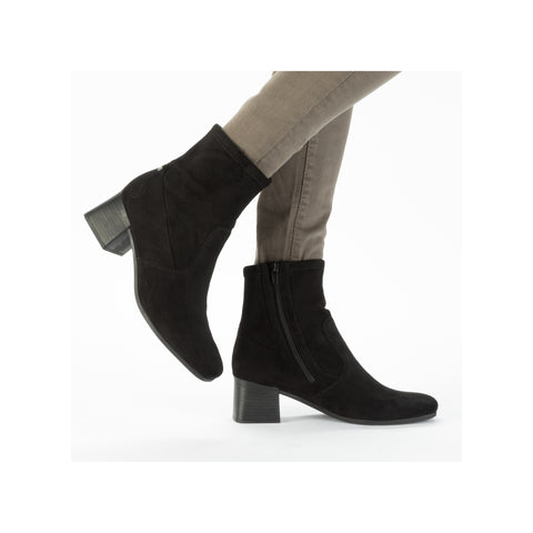 Rieker 70971-00 Black Womens Comfort Heeled Sock Boots