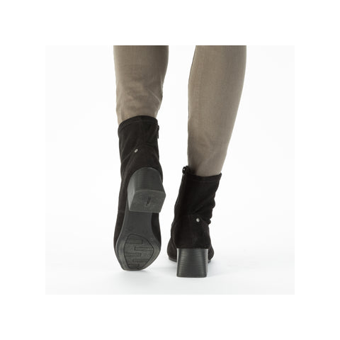 Rieker 70971-00 Black Womens Comfort Heeled Sock Boots