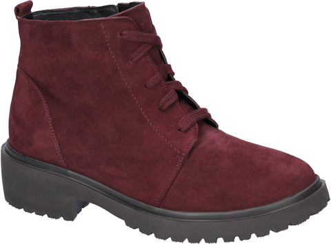 Waldlaufer Womens 716807 901 020 Bordo H-Luise Wide Fitting Lace Up Zip Up Ankle Boots
