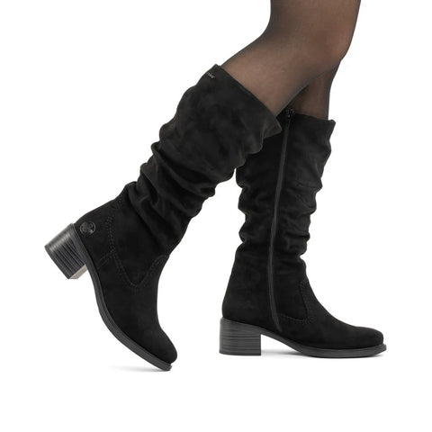 Rieker 74192-00 Black Womens Casual Comfort Zip Up Knee High Boots
