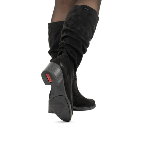 Rieker 74192-00 Black Womens Casual Comfort Zip Up Knee High Boots