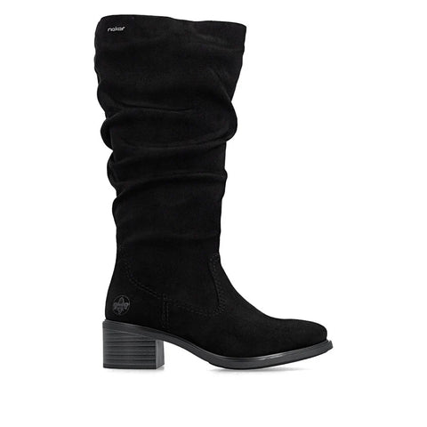 Rieker 74192-00 Black Womens Casual Comfort Zip Up Knee High Boots
