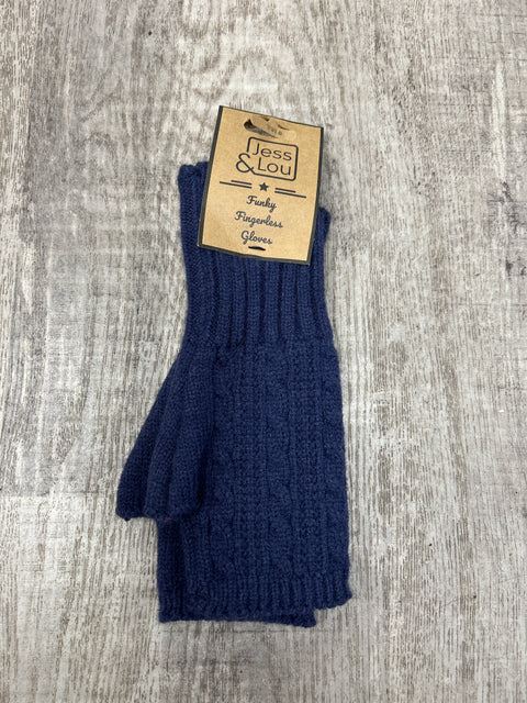 Jess And Lou Cosy Chunky Cable Knit Fingerless Gloves - Soft Pink Wrist Warmers