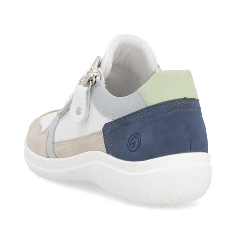 Remonte D1E06-81 Womens Blue Jeans Combi Leather Lace Up Trainers