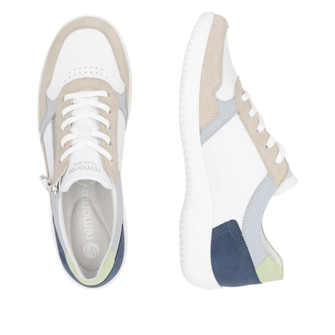 Remonte D1E06-81 Womens Blue Jeans Combi Leather Lace Up Trainers