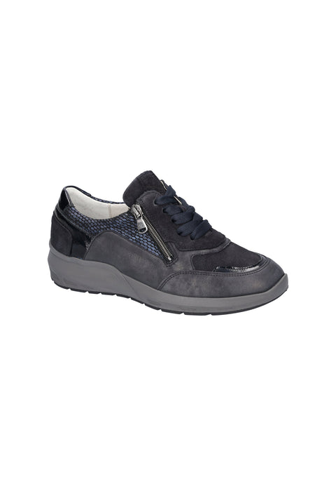 Waldlaufer 831004 984 341 M-Tonia Classi Taipei Order Molly Marine Notte Womens M Fitting Zip Up Lace Up H Fitting Leather Trainers