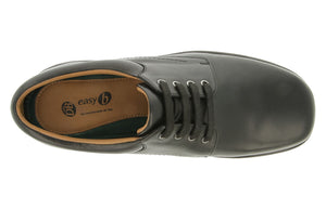 EasyB 89211A Bob Black Mens Casual Comfort Leather Wide 2V Fit Shoes