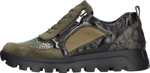 Waldlaufer 993H01 610 246 H-Ajala Rea Violastretch Khaki Fichte Womens H Fitting Suede Lace Up Casual Trainers