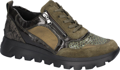 Waldlaufer 993H01 610 246 H-Ajala Rea Violastretch Khaki Fichte Womens H Fitting Suede Lace Up Casual Trainers