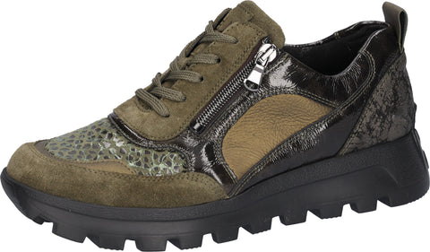 Waldlaufer 993H01 610 246 H-Ajala Rea Violastretch Khaki Fichte Womens H Fitting Suede Lace Up Casual Trainers