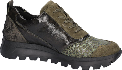 Waldlaufer 993H01 610 246 H-Ajala Rea Violastretch Khaki Fichte Womens H Fitting Suede Lace Up Casual Trainers