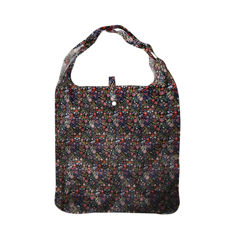 Eco Chic Black Ditsy Lightweight Foldable Reusable Shopping Bag