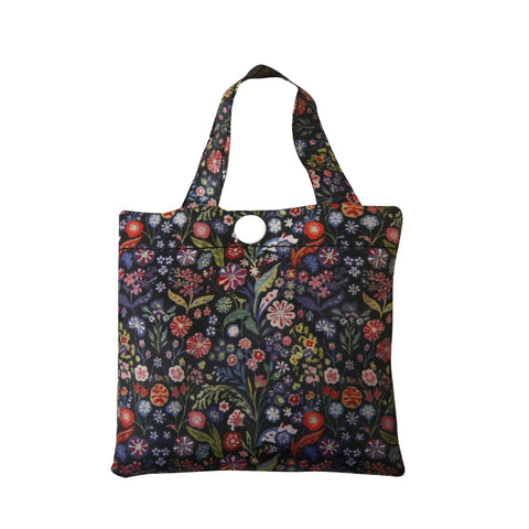 Eco Chic Black Ditsy Lightweight Foldable Reusable Shopping Bag
