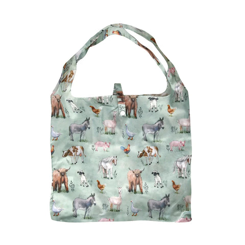 Eco Chic Sage Cottage Animals Recycled Lightweight Foldable Reusable Shopping Bag