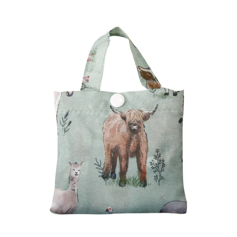 Eco Chic Sage Cottage Animals Recycled Lightweight Foldable Reusable Shopping Bag
