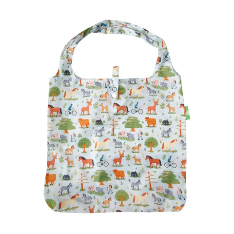 Eco Chic Blue New Forest Recycled Lightweight Foldable Reusable Shopping Bag