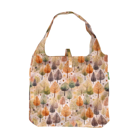 Eco Chic Beige Rhythm of Trees Recycled Lightweight Foldable Reusable Shopping Bag