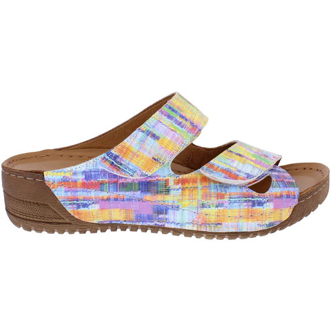 Adesso Clara Watercolour Womens Leather Touch Fastening Sandals Mules