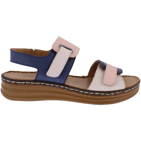 Adesso Natalie Blush Navy Womens Leather Touch Fastening Sandals