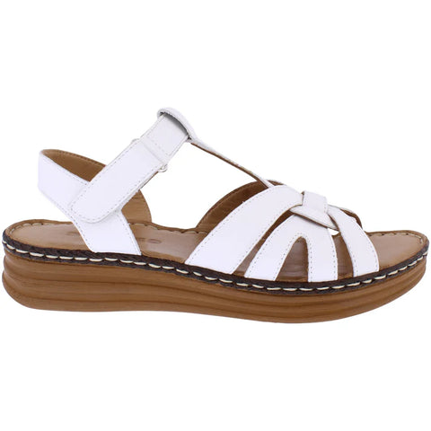 Adesso Val White Womens Leather Touch Fastening Sandals