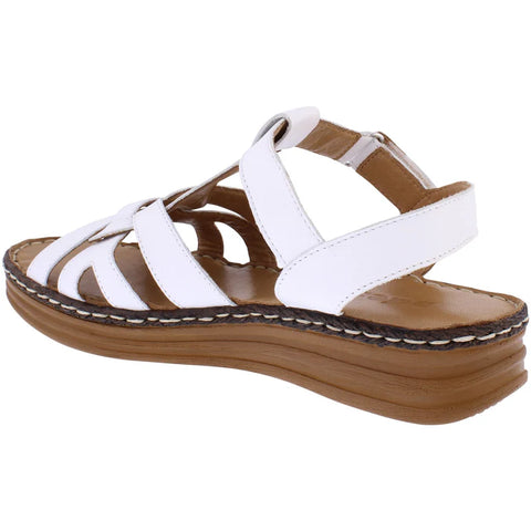 Adesso Val White Womens Leather Touch Fastening Sandals