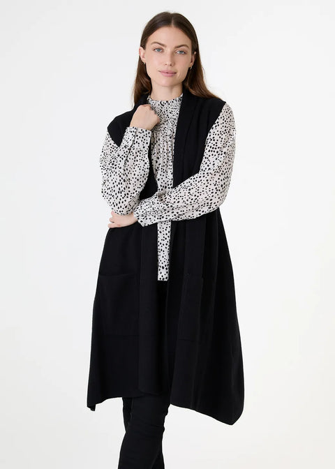 Dreams AA0345 Black Cashmere Like Doubleknit Roll Collar Gilet