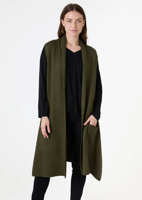 Dreams AA0345 Forest Cashmere Like Doubleknit Roll Collar Gilet
