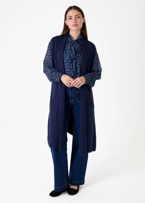 Dreams AA0345 Navy Cashmere Like Doubleknit Roll Collar Gilet