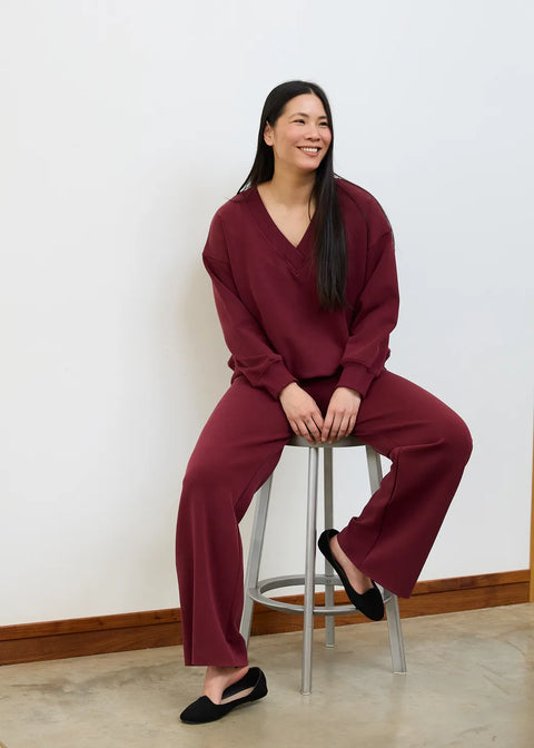 Dreams AA0401 Merlot Luxe Jersey Straight Leg Trouser