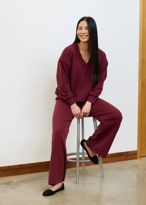Dreams AA0401 Merlot Luxe Jersey Straight Leg Trouser