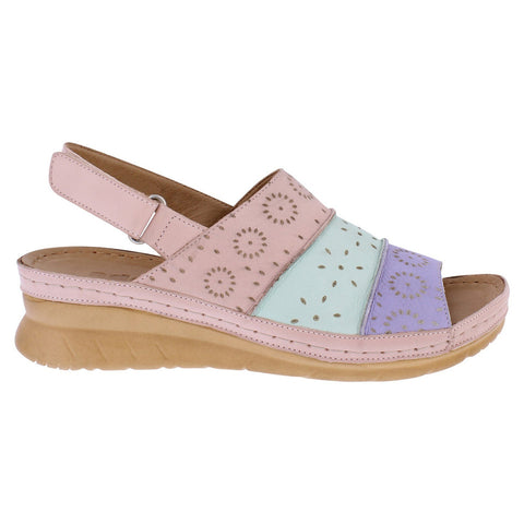 Adesso Aspen Pastel Flower Womens Leather Touch Fastening Heel Strap Sandals