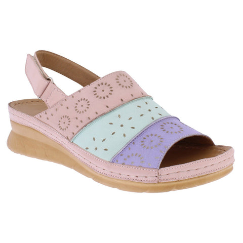 Adesso Aspen Pastel Flower Womens Leather Touch Fastening Heel Strap Sandals