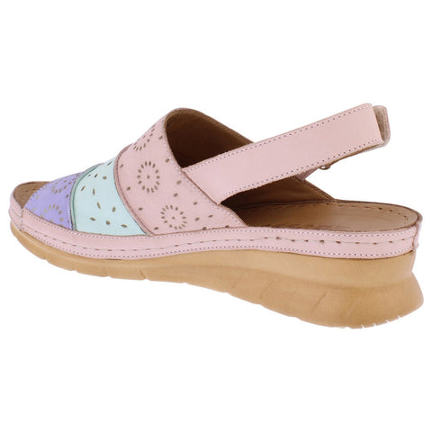 Adesso Aspen Pastel Flower Womens Leather Touch Fastening Heel Strap Sandals