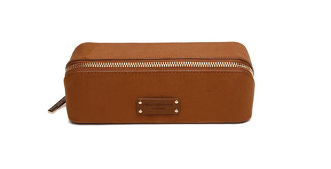Alice Wheeler Suede Kensington Small Train Case Fudge