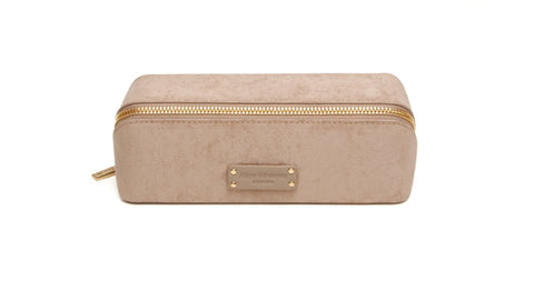 Alice Wheeler Suede Kensington Small Train Case Mink