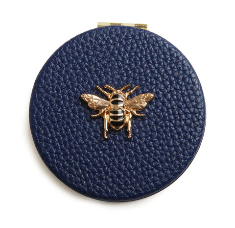 Alice Wheeler Round Compact Mirror Navy
