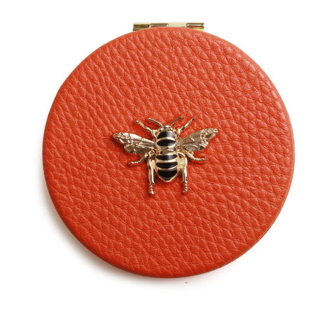 Alice Wheeler Round Compact Mirror Orange